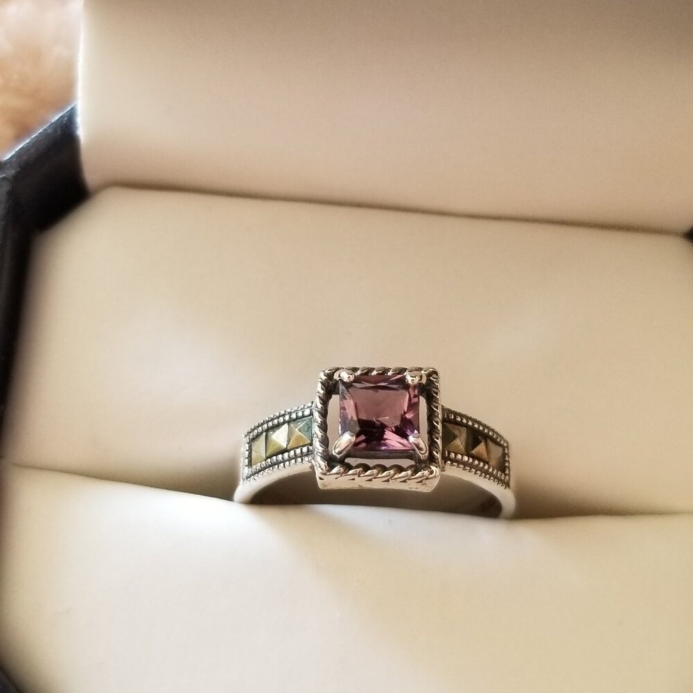 Sterling Silver 925 Square Amethyst Ring